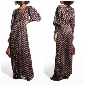 NWT Rebecca Taylor Zia Fleur Pleated Maxi Dress